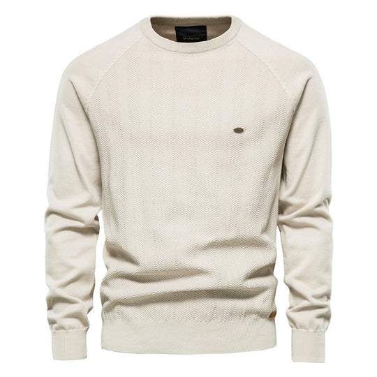 Herren Strickpullover mit elegantem Zickzackmuster und Rundhalsausschnitt EB