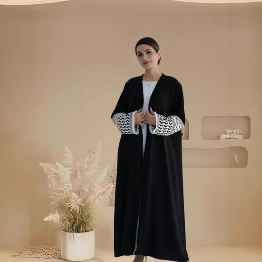 Damen Elegante Kaftan-Jacke mit dekorativen Ärmeln und Gürtel EB