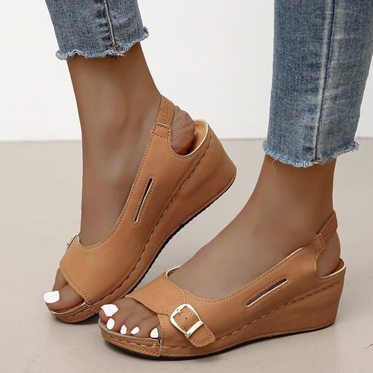 Damen Wedge-Sandalen mit komfortablem Riemchendesign EB