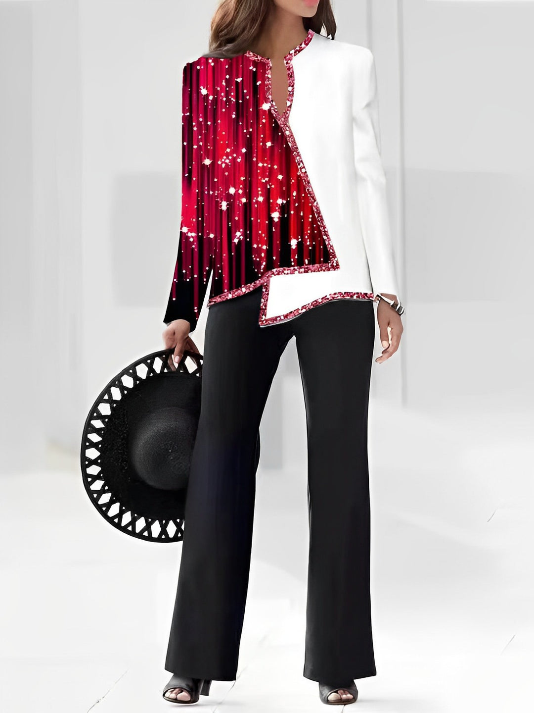 Damen Elegante Statement-Jacke mit asymmetrischem Schnitt und funkelnden Details EB