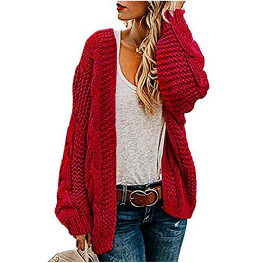 Damen Grobstrickjacke mit lässigem Schnitt und voluminösen Ärmeln EB