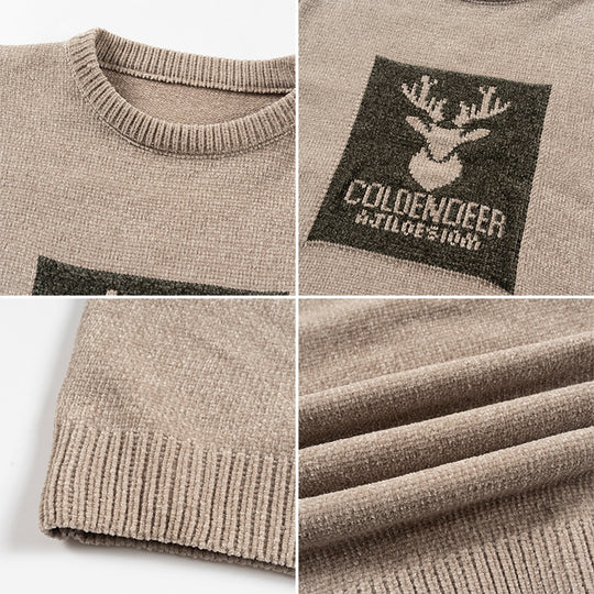 Herren Rundhalspullover mit kreativem Grafikdesign EB