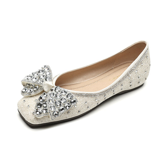 Damen Ballerinas mit funkelnden Strassapplikationen und elegantem Schleifendetail EB