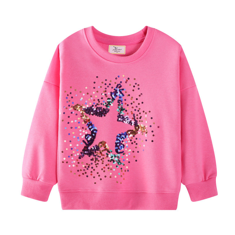 Mädchen Sweatshirt mit glitzerndem Sternenmotiv EB