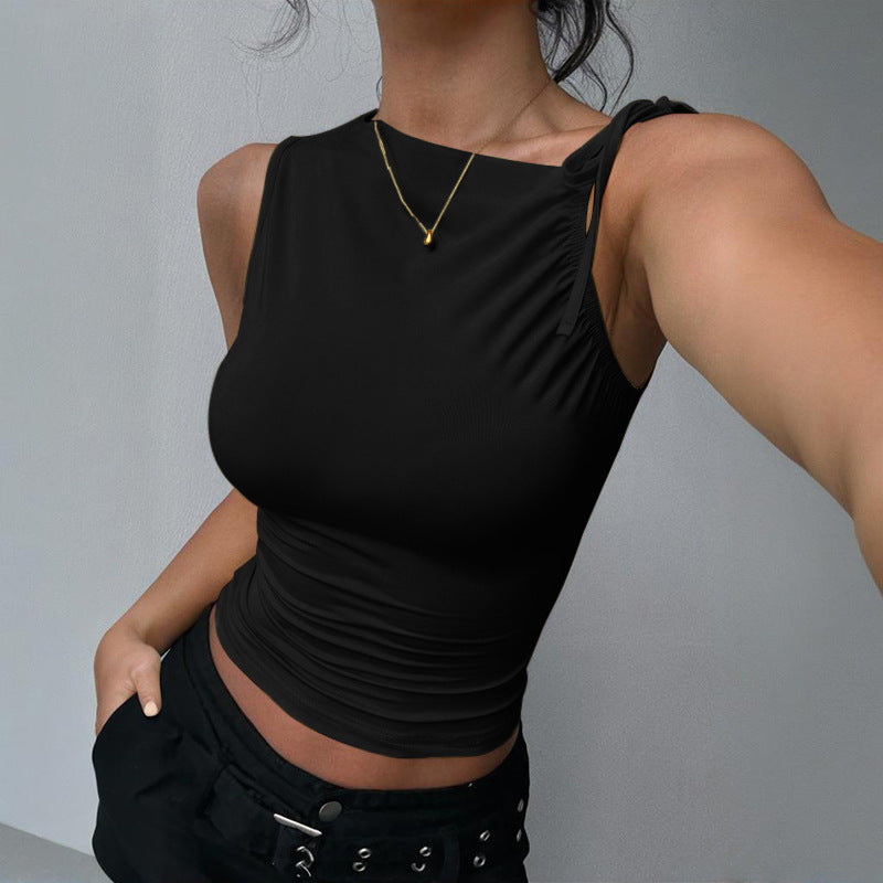 Damen Figurbetontes Top mit feinen Rüschendetails EB