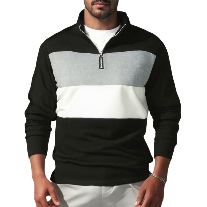 Herren sportlicher Pullover mit Stehkragen und Reißverschluss EB