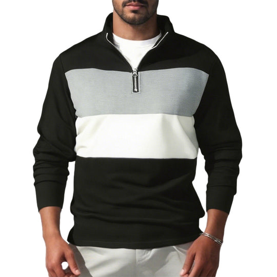Herren sportlicher Pullover mit Stehkragen und Reißverschluss EB