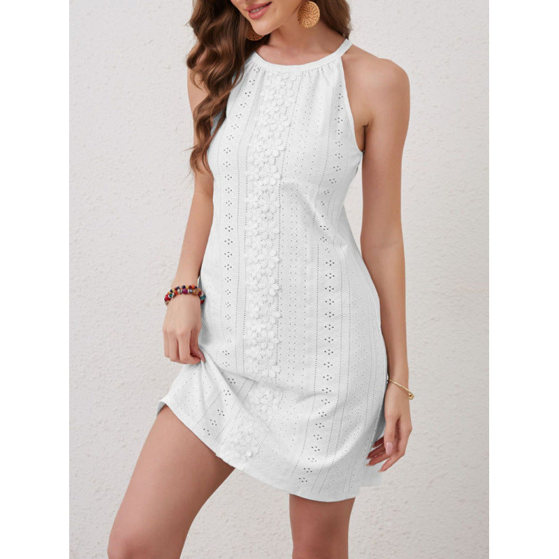 Damen Sommerkleid mit elegantem Cut-Out-Design und floraler Stickerei EB