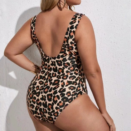Damen gemusterter Einteiler-Badeanzug mit Cut-Out-Design EB