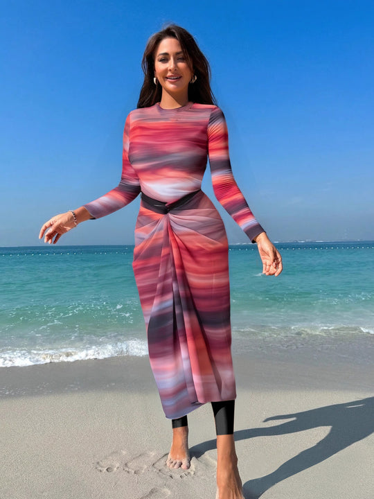 Damen eleganter Strandanzug mit Wickeloptik EB