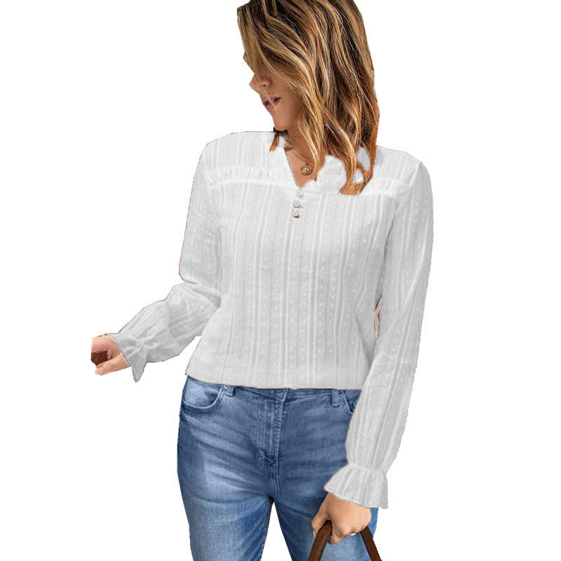 Damen Modische Bluse mit Knopfdetails EB