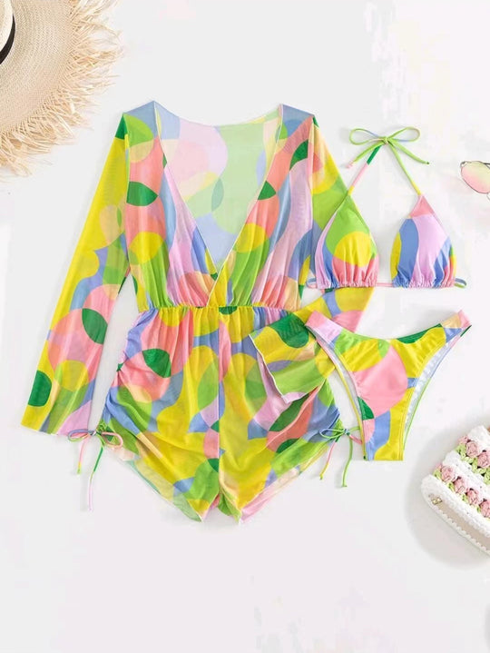 Damen Strandoutfit mit luftiger Tunika und Bikini EB