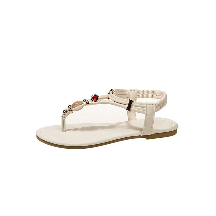 Damen modebewusste Zehentrenner mit elegantem Schmuckdetail EB