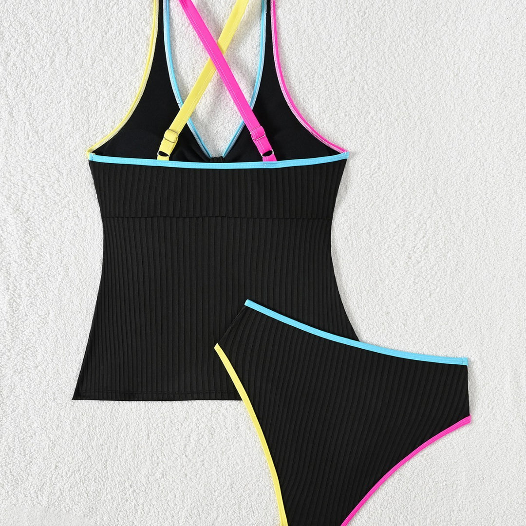 Damen Sportlicher Tankini mit farblichen Kontrasten EB