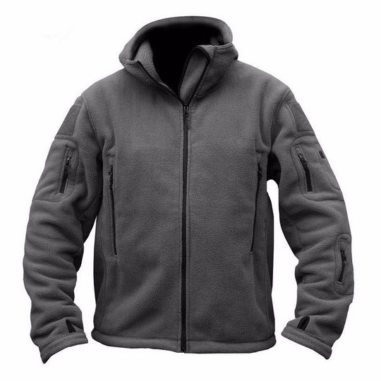 Herren Fleecejacke mit mehrfachen Taschen und verstellbarem Kapuzenkragen EB