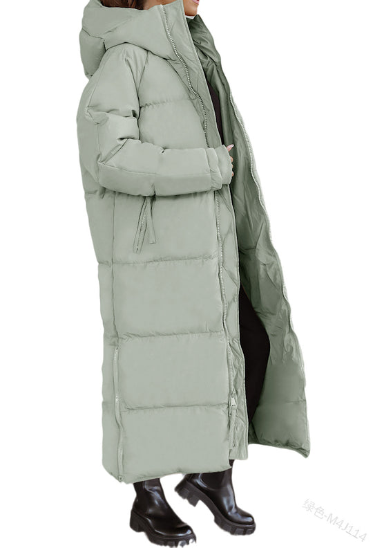 EB | Damen Lange Pufferjacke mit Kapuze und Warm Gefüttertem Innenraum