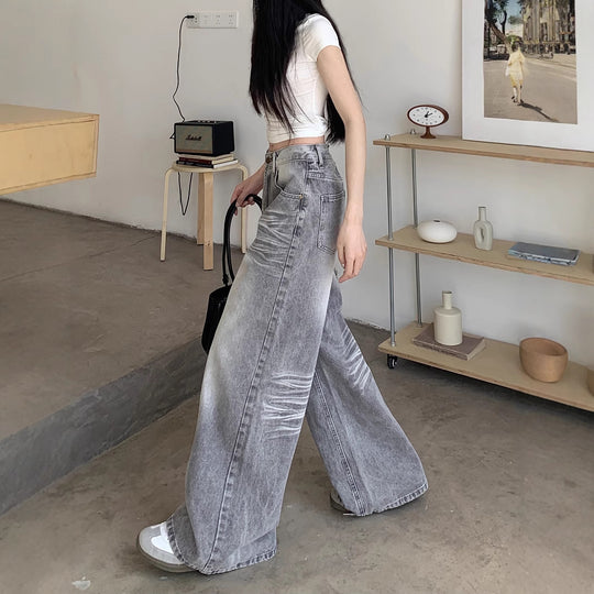 Damen Palazzo-Jeans im angesagten vintage Look mit weitem Bein EB