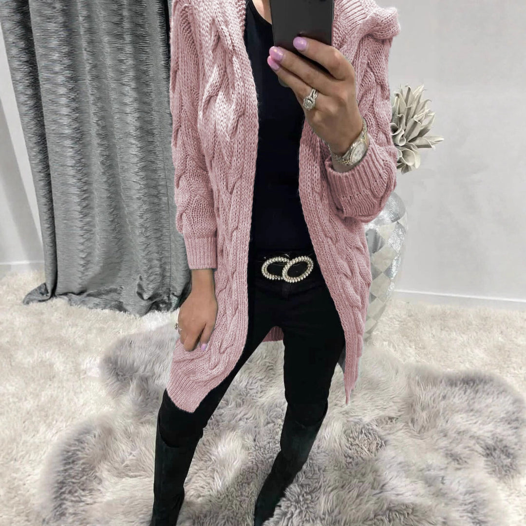 Damen Lange Strickjacke mit hochwertigem Zopfmuster und lässigem Schnitt EB