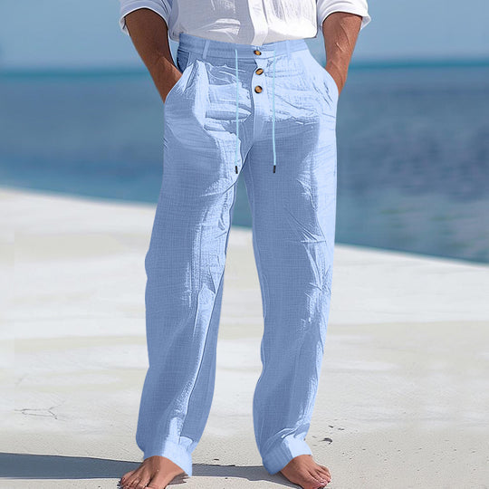 Herren elegante Stoffhose mit verstellbarem Kordelzug und praktischen Taschen EB