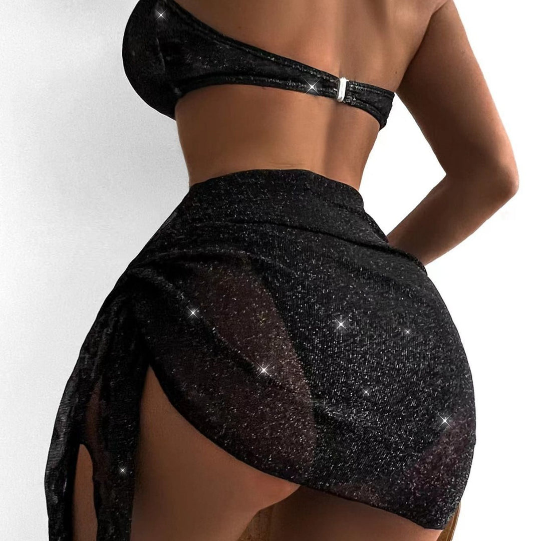 Damen Glamouröser Bandeau-Bikini mit Glitzer-Details EB