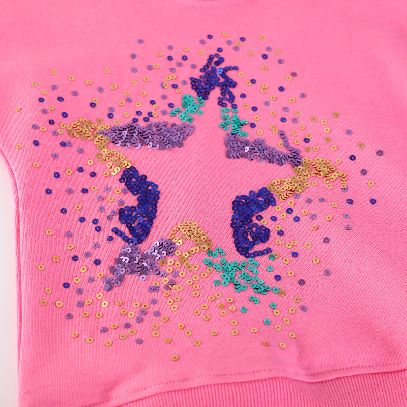Mädchen Sweatshirt mit glitzerndem Sternenmotiv EB