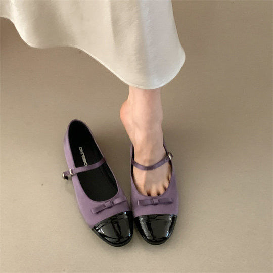 Damen Elegante Ballerinas mit dekorativer Schleifenverzierung und hochwertiger Lederoberfläche EB