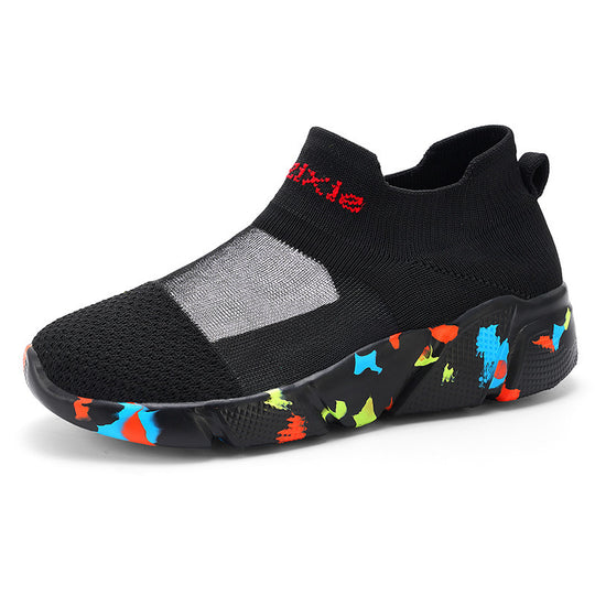 Damen Bequeme Slip-On Sneakers mit atmungsaktiver Strick-Oberfläche EB
