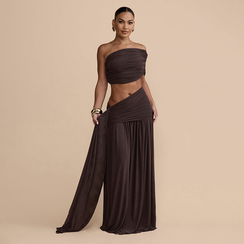 Damen Wickelrock mit bandeau Top und raffiniertem Design EB