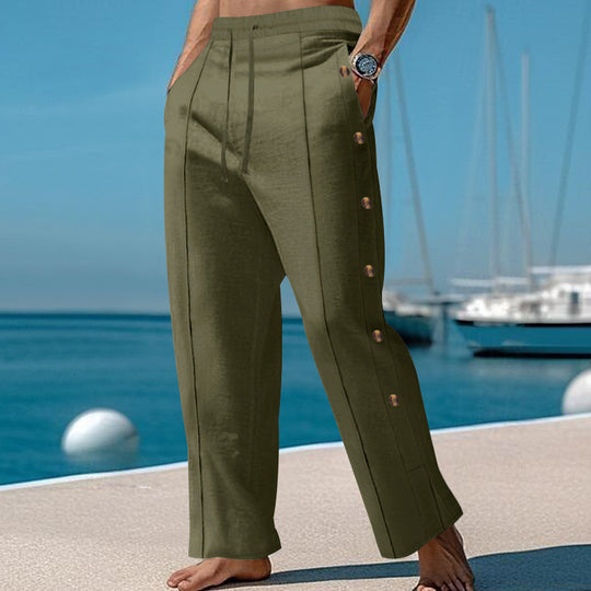 Herren Elegante Freizeithose mit verstellbarem Bund und praktischen Druckknöpfen EB