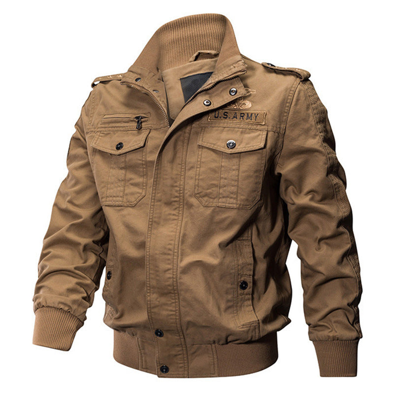 Herren nan militärisch inspiriertes Bomber-Fieldjacke mit Epauletten, verdecktem Reißverschluss und Klappbrusttaschen EB