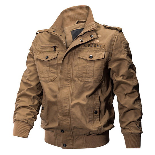 Herren nan militärisch inspiriertes Bomber-Fieldjacke mit Epauletten, verdecktem Reißverschluss und Klappbrusttaschen EB