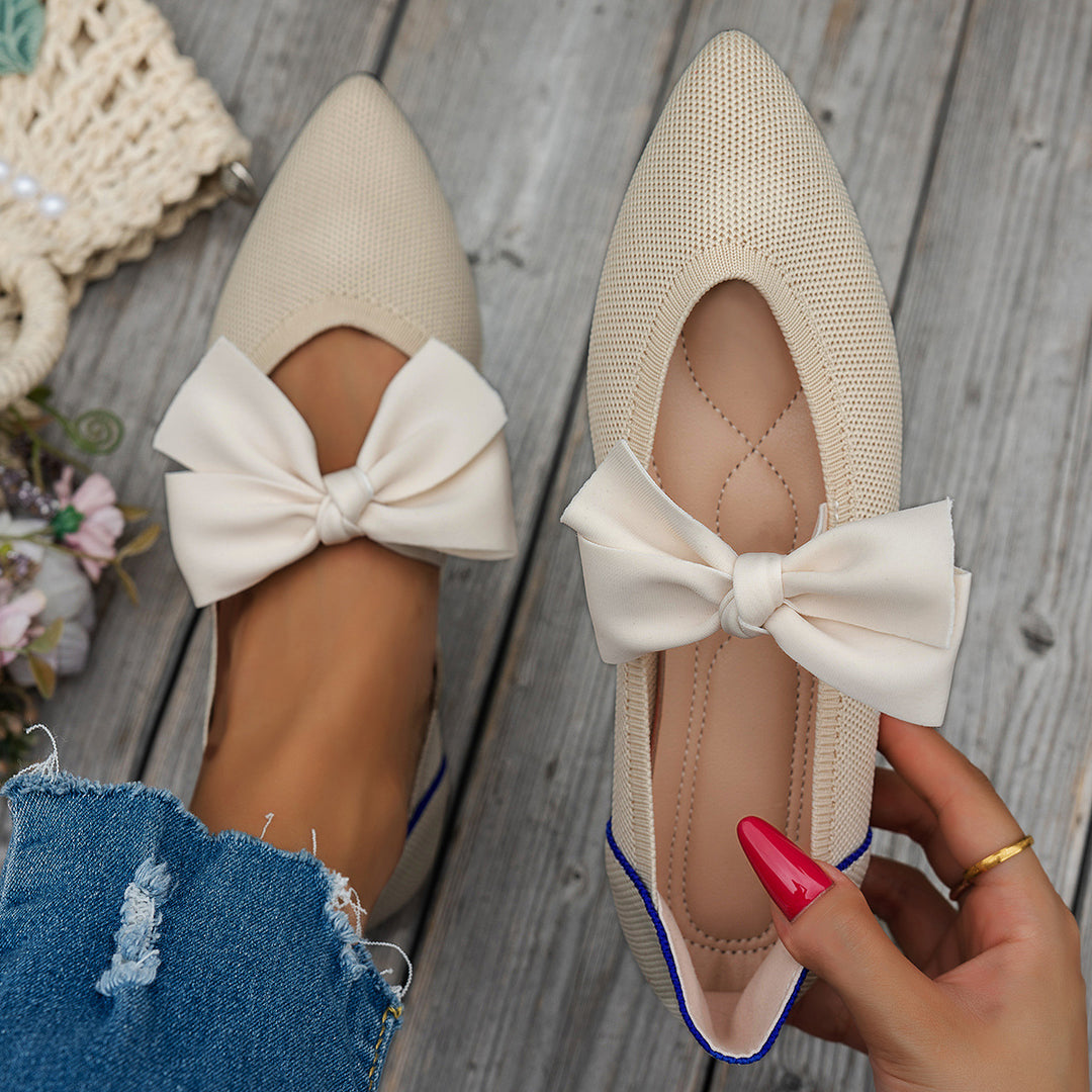 Damen spitzen Ballerinas mit eleganter Schleifenapplikation EB