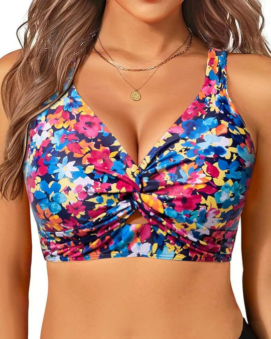 Damen sportliches Bikinioberteil mit floralem Design EB
