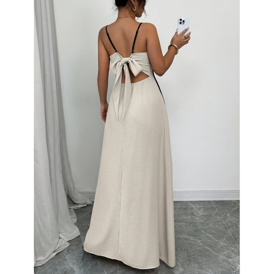 Damen Maxikleid mit einzigartigem Rückenausschnitt und nahtloser Struktur EB