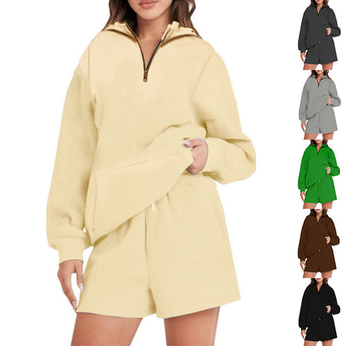 Damen lässiger Hoodie mit kurzem Schnitt und praktischen Taschen EB
