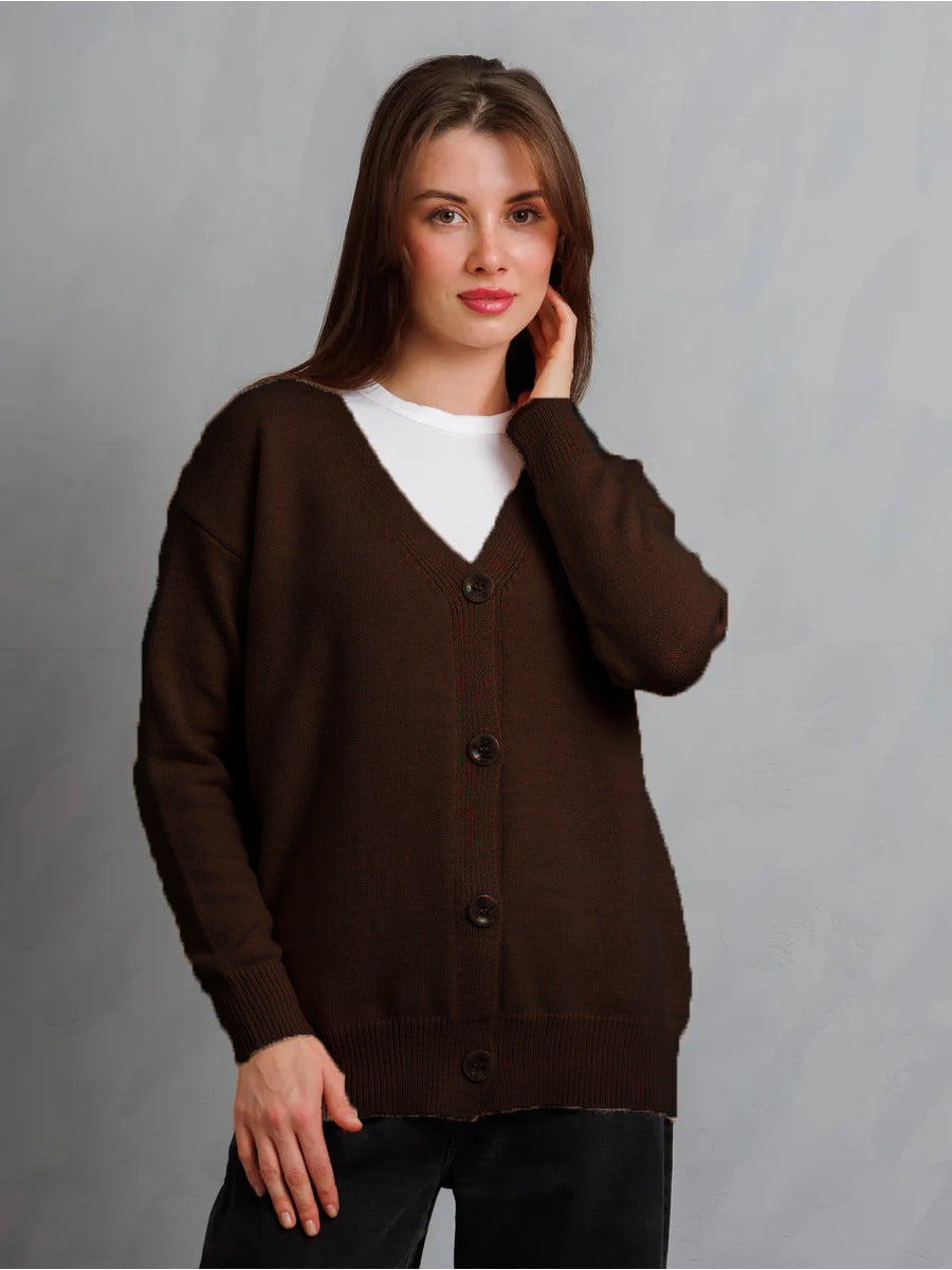 Damen Weicher Strickcardigan mit Knopfverschluss EB