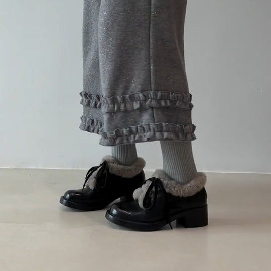 Damen gefütterte Schnürschuhe mit weichem Innenfutter und robustem Profil EB