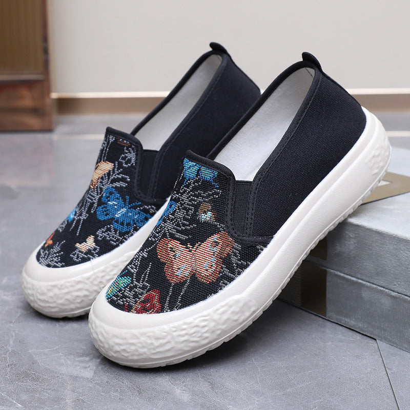 Damen Slip-On Schuhe mit buntem Schmetterlingsmuster und rutschfester Sohle EB
