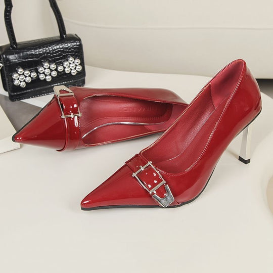 Damen spitze High Heel Pumps mit dekorativem Riemen EB