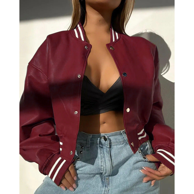 Damen Sportliche cropped Bomberjacke im Vintage-Stil EB
