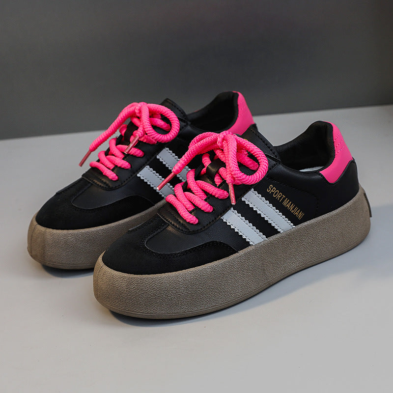 Damen modische Sneaker mit plattenförmigem Schnitt und auffälligen Schnürsenkeln EB