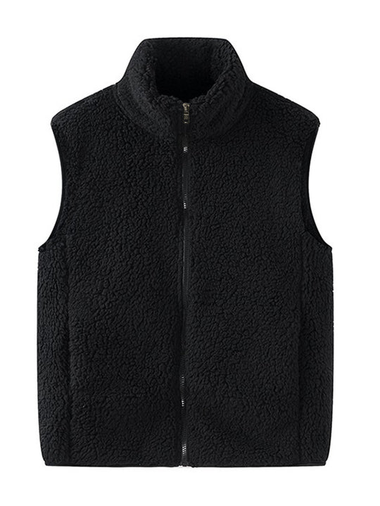 Damen Teddy-Fleeceweste mit Stehkragen und Reißverschluss EB