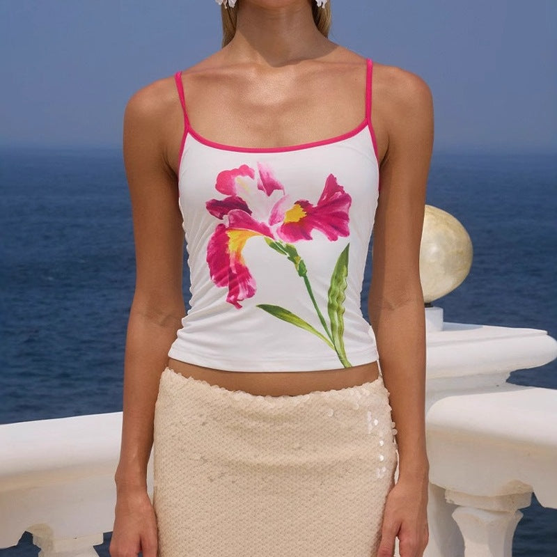 Damen Oberteil im floralen Design mit Spaghettiträgern EB