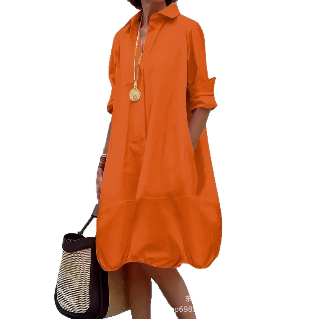 Damen lässiges Hemdkleid mit praktischen Seitentaschen und einem luftigen Schnitt EB