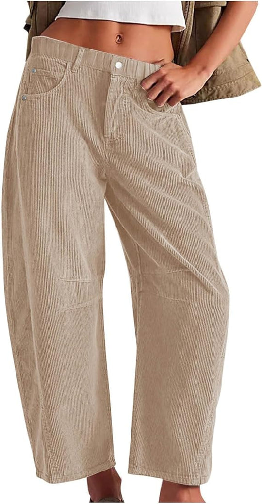 Damen Bequeme und stylische Palazzo-Hosen mit seitlichen Taschen EB