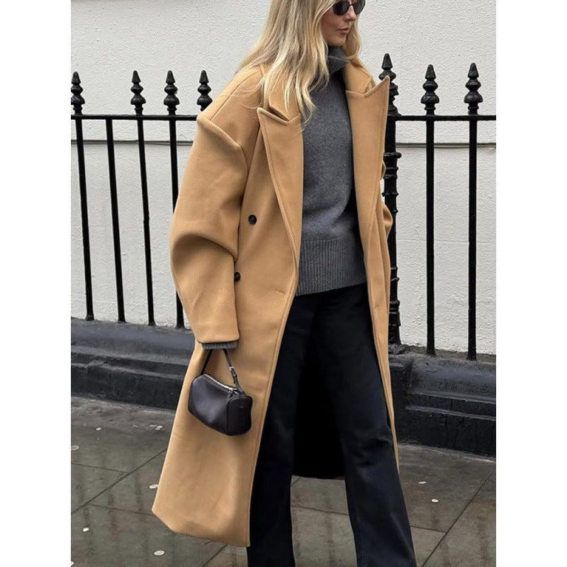 Damen eleganter Wollmantel im modernen Retro-Design EB
