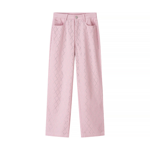 Damen weite Stoffhose mit Jacquard-Muster EB