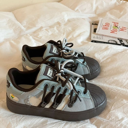 Damen Sportliche Sneakers mit einzigartiger Textur und bequemer Schnürung EB