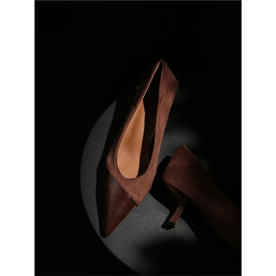 Damen spitze Pumps mit elegantem Veloursleder EB