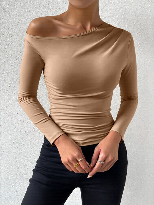 Damen Langarmshirt mit asymmetrischem Ausschnitt und figurformendem Schnitt EB